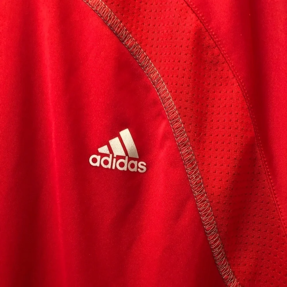 Adidas Men's Climalite Three Stripe Short sleeve tee shirt/ RED/ size L